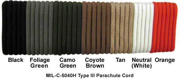 550 Paracord, Parachute Cord, Type III, Made in the USA - CAMO