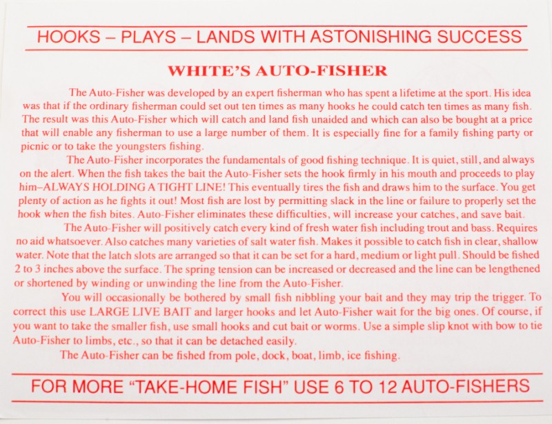 White's Auto Fisher (Single & Multiple Reels)