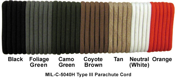 Genuine 550 Parachute Cord, MIL-C-5040 Type III