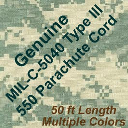 Genuine 550 Parachute Cord, MIL-C-5040 Type III